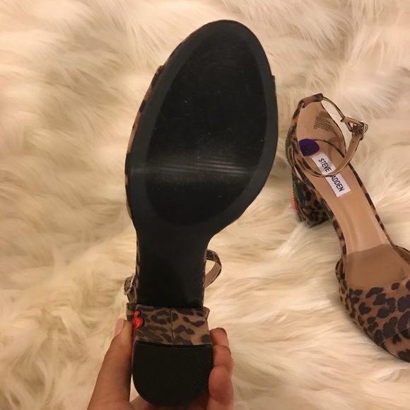 STEVE MADDEN Leopard Print Open Toe Heels - Picture 8 of 8